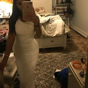 white sparkly prom gown